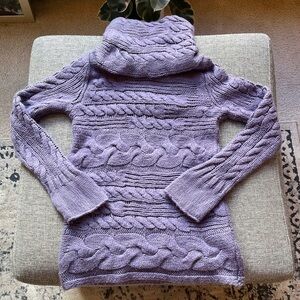 Lilac Cable Knit Turtleneck Sweater - Women
